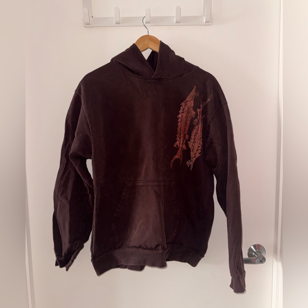 Brown Fish Print Hoodie